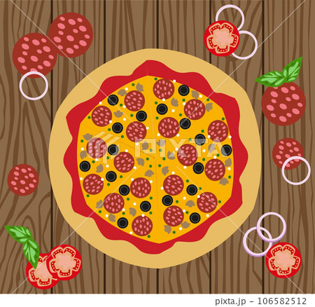 Hot Salami pizza vector illustration 106582512
