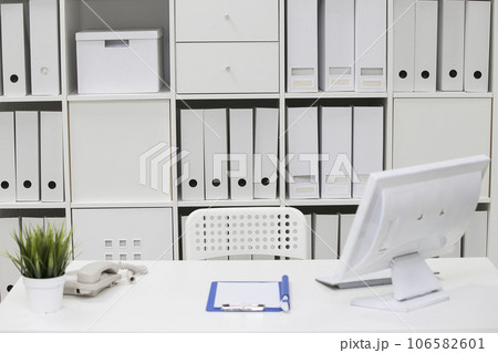 White office with computer.Interior white office. Workplace White office with computer.Interior white office. Workplace 106582601