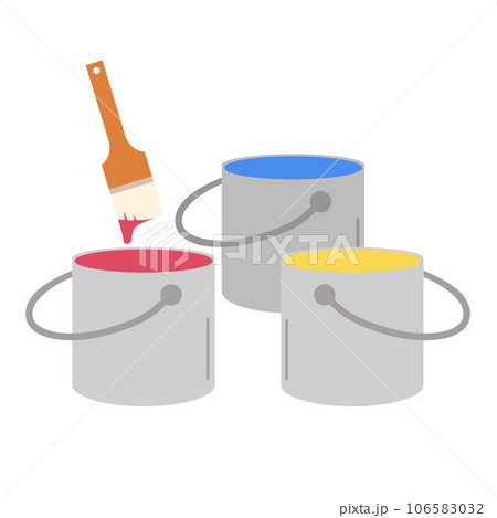 ペンキの入った缶とブラシ ペンキの入った缶とブラシ 106583032