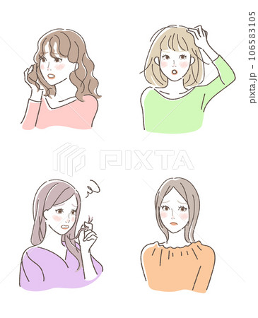 髪のトラブルセット イラスト 髪のトラブルセット イラスト 106583105