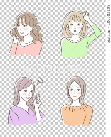 髪のトラブルセット イラスト 髪のトラブルセット イラスト 106583105
