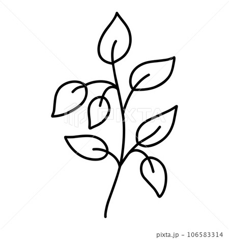 Cute branch with leaves isolated on white 106583314