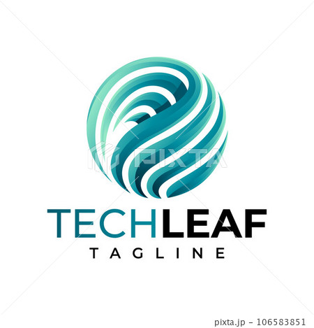 Modern technology organic leaf abstract circle logo design 106583851