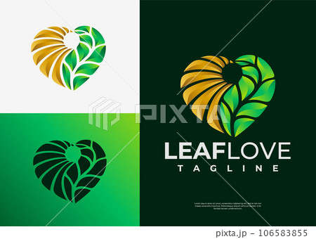 Gradient colorful nature leaf love heart logo...のイラスト素材 [106583855] - PIXTA