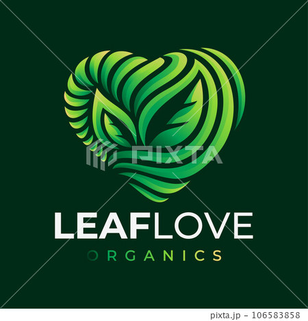 Modern line organic leaf heart logo design 106583858