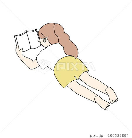 うつ伏せで本を読む女の子 うつ伏せで本を読む女の子 106583894