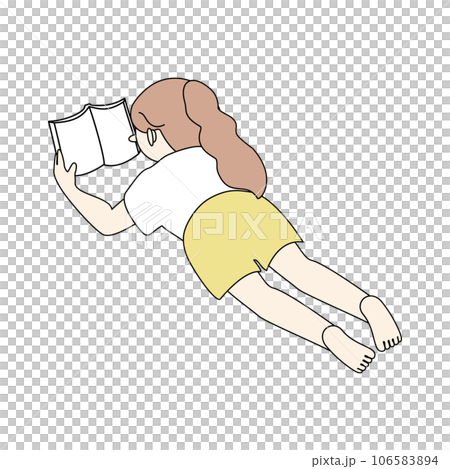 うつ伏せで本を読む女の子 うつ伏せで本を読む女の子 106583894