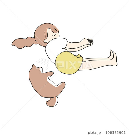 犬の真似して眠る女の子 106583901