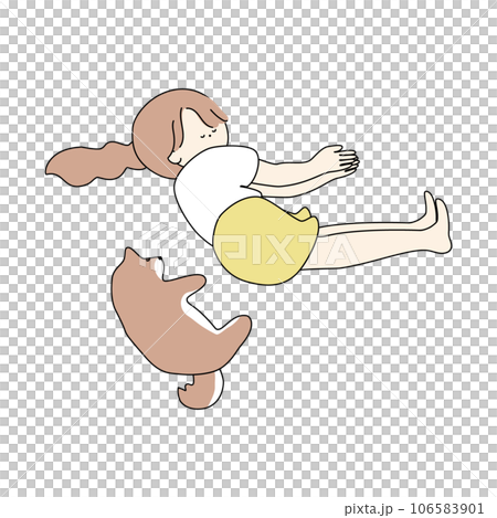 Girl imitating a dog and sleeping Girl imitating a dog and sleeping 106583901