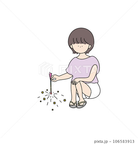 線香花火をする女の子 線香花火をする女の子 106583913