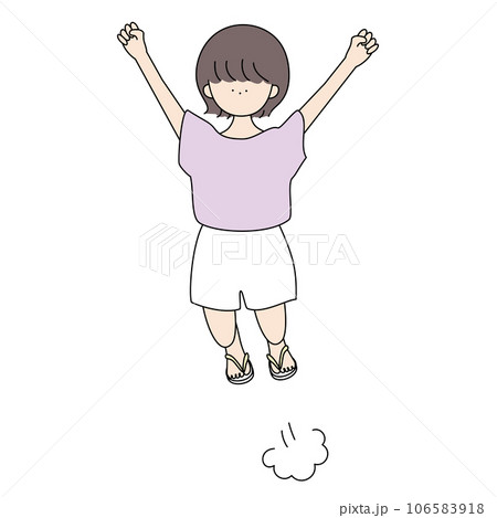 ジャンプるするビーチサンダルの女の子 106583918