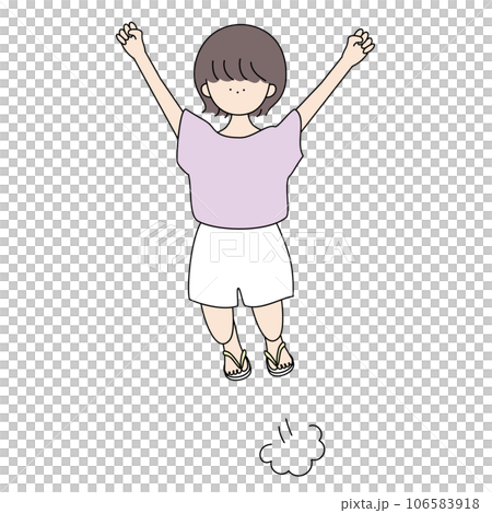 ジャンプるするビーチサンダルの女の子 106583918