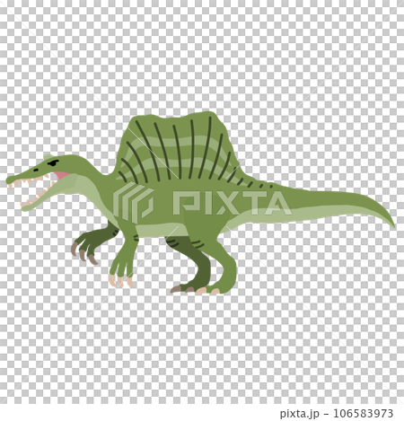 Illustration of a horizontal Spinosaurus (no main lines) / Dinosaur, picture book, cute material Illustration of a horizontal Spinosaurus (no main lines) / Dinosaur, picture book, cute material 106583973