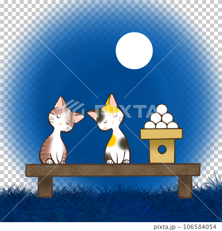 油絵 専用 五つ子の猫のお月見 油絵 専用 五つ子の猫のお月見 油絵