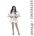 line art portrait of a dark-haired girl 106584259