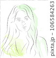 portrait of a dark-haired girl in the style of simple lines  106584263