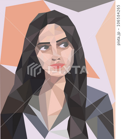 low poly portrait of a dark haired girl 106584265