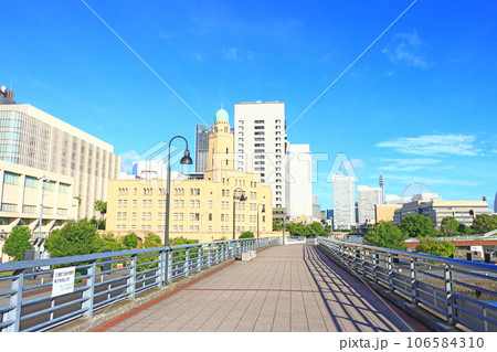 横浜市、山下臨港線プロムナードと横浜税関の風景 106584310