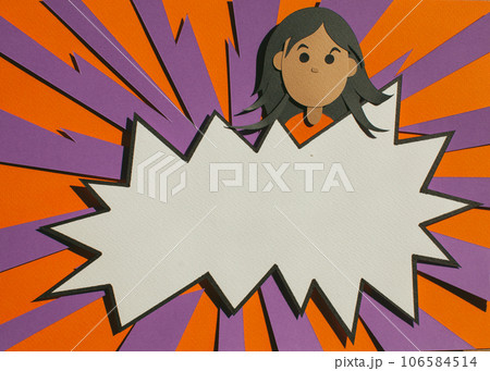 Handmade colorful paper cutting speech bubble. Pop art and comic style. Handmade colorful paper cutting speech bubble. Pop art and comic style. 106584514