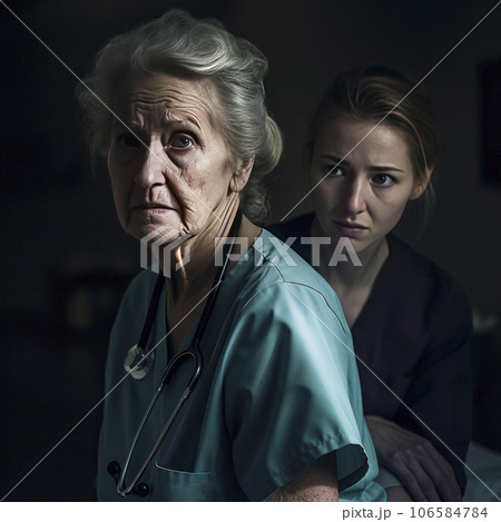 lifestyle photo night nurse with patient - AI MidJourney lifestyle photo night nurse with patient - AI MidJourney 106584784