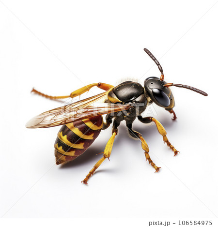lifestyle photo closeup potter wasp on white background - AI MidJourney lifestyle photo closeup potter wasp on white background - AI MidJourney 106584975