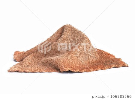 Cloth rag with stains on white background. Stock Photo