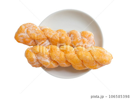 Twist bread donut on white background,clipping path. Twist bread donut on white background,clipping path. 106585398
