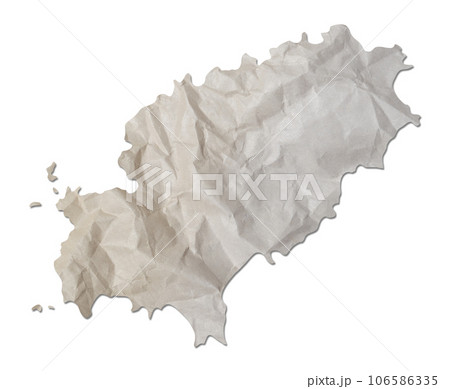 island map paper texture cut out on white background.. 106586335