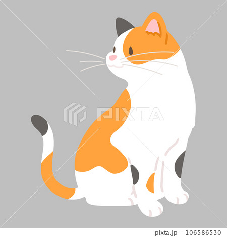 お座りするシンプルで可愛い三毛猫のイラスト　主線なし 106586530