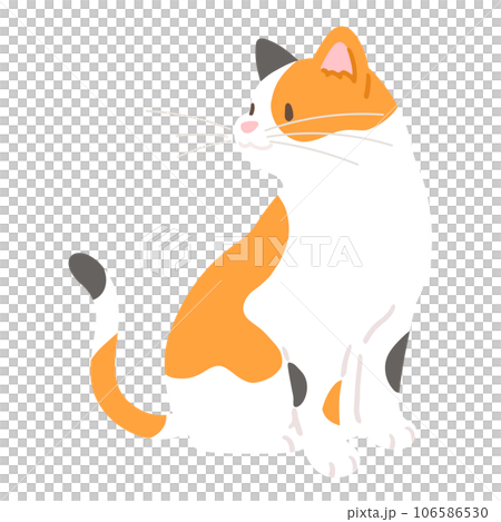 お座りするシンプルで可愛い三毛猫のイラスト　主線なし 106586530