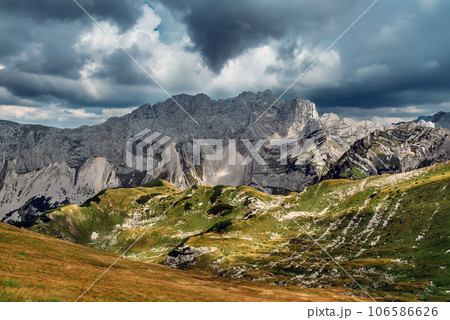 Dramatic Mountain Landscape with Storm Clouds in Durmitor Dramatic Mountain Landscape with Storm Clouds in Durmitor 106586626