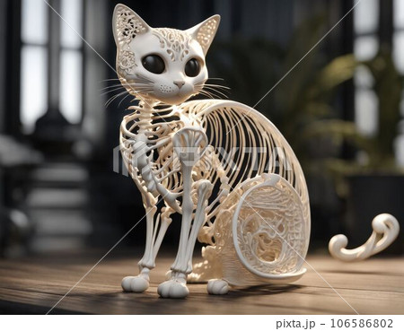 Art figurine of a bony cat. 106586802