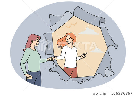 Woman help friend start new life Woman help friend start new life 106586867