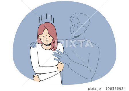 Invisible man hugging sad woman 106586924