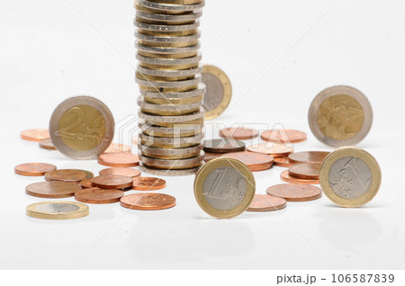 money pile, coin pile, euro, cash money pile, coin pile, euro, cash 106587839