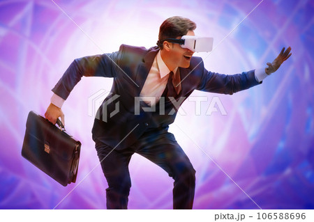 Virtual reality concept with man and VR goggles 106588696