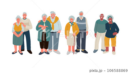 Set of senior couple character in flat design.Vector person on white background 106588869