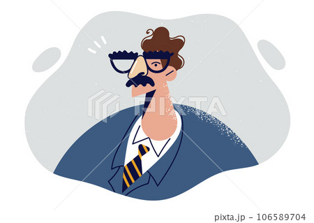 Funny mustachioed business man in glasses, dressed in formal suit and works as manager or supervisor 106589704