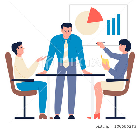 Bussiness meeting. Colleagues discussing financial statistics together 106590283