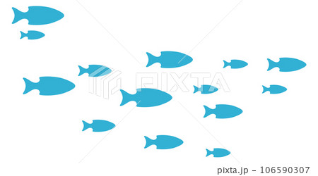 Fish group silhouettes. Swimming shoal. Marine wildlife 106590307