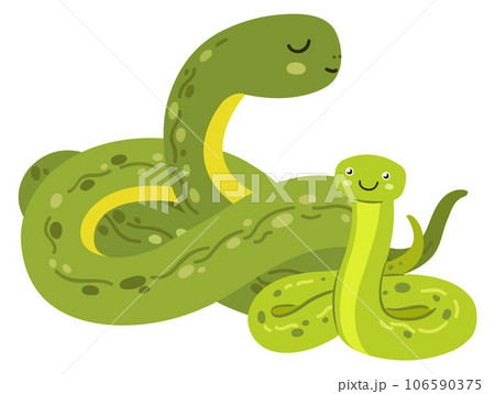 Snake baby with mom. Cute reptile parent and kid 106590375