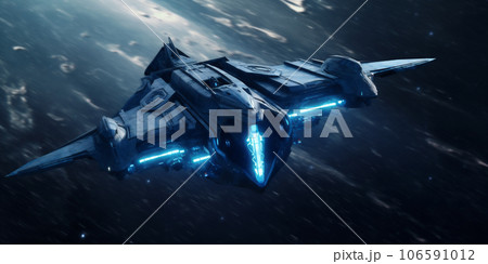 Space shuttle taking off on a mission. AI Generative.  106591012