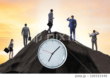 Deadline concept with clock and mountain 106591446