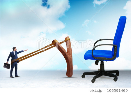 Career concept with businessman launched from slingshot 106591469
