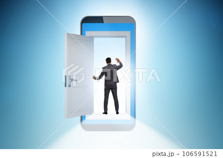 Mobile phone addiction with businessman 106591521