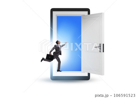 Mobile phone addiction with businessman 106591523