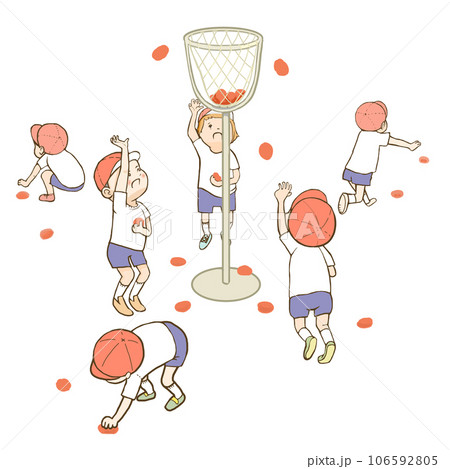 運動会の玉入れをする子供たち 106592805