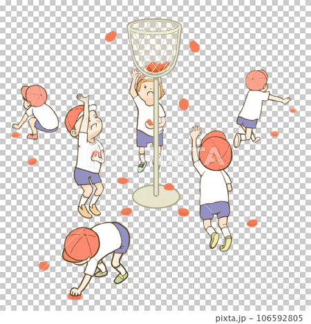 運動会の玉入れをする子供たち 106592805