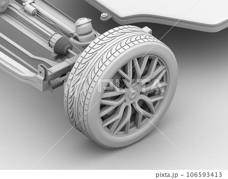電気自動車用インホイールモーター構造のクレイレンダリングイメージ 電気自動車用インホイールモーター構造のクレイレンダリングイメージ 106593413