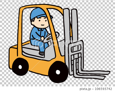 一名身穿工作服的男子駕駛堆高機（全身） 106593742